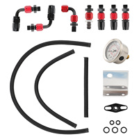 MaXpeedingrods Kit Regulator Tekanan Bahan Bakar, Regulator Kit Universal Dapat Disesuaikan + Pengukur 100psi-6AN Hitam & Merah