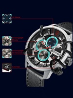 Huide Devars Extri Tali Kulit Jam Tangan Chrono Ukuran Besar Tahan Air 3ATM Reloj Grosir OEM