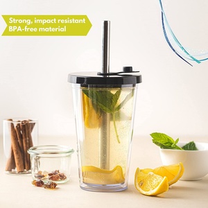 Reusable <b>Bubble</b> Tea Cup Smoothie Cup 17 OZ 20 OZ <b>Boba</b> Cup Plastic Water Bottle Tea Infuser Bottle Tea Milk Tumbler - Product Image 6