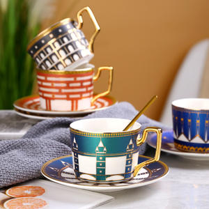 Ensemble de tasses à <span class=keywords><strong>café</strong></span> et à thé en porcelaine de style européen de luxe moderne Soucoupe exquise Capacité de 250ml écologique-Ventes directes d'usine - Product Image 4