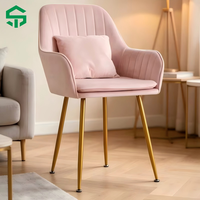 Chaise de salle à manger moderne en cuir PU et tissu velours avec pieds en métal rose, idéale pour café, chambre, restaurant, extérieur et loisirs – Nouvelle collection à succès