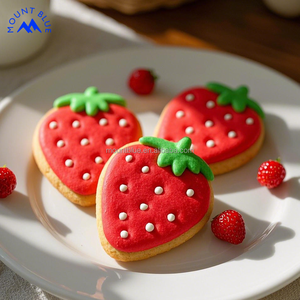 Biscotto decorato a forma di fragola con messaggio "<span class=keywords><strong>sei</strong></span> la bacca migliore", biscotto di San Valentino da 20g di biscotti dolci - Product Image 1