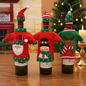 Articles de fête nouvelle bouteille de vin de noël ensemble de vêtements père noël bonhomme de neige manchon de bouteille de Champagne confortable décorations de vacances de fête - Product Image 1