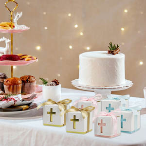 Caja <span class=keywords><strong>de</strong></span> Papel para Dulces con Diseño <span class=keywords><strong>de</strong></span> Cruz Temática <span class=keywords><strong>de</strong></span> Bautismo con Cinta, Caja <span class=keywords><strong>de</strong></span> Regalo para Primera Comunión, Paquete <span class=keywords><strong>de</strong></span> Regalo para Bautizo, Baby Shower - Product Image 5