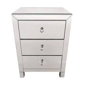 Wholesale Modern Luxury Home Apartment Bedroom Furniture 3-Drawer Accent Porch Table Bedside Table Silver <strong>Mirror</strong> <strong>Nightstand</strong> Side - Product Image 3