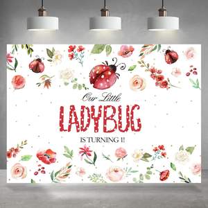 Fondo Fotográfico de Mariquita <span class=keywords><strong>en</strong></span> Camino, Fondo de Cumpleaños, Banner para Mesa de Pastel, Personalizable - Product Image 5