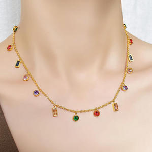 Nuevo Collar con Colgante de Zirconia de Color, Estilo Lujoso y Ligero, Acero Inoxidable, para Mujer, Joyería de Moda, Venta al Por Mayor 2026 - Product Image 1
