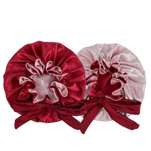 Double Layer Reversible Cap Bonnet Sleeping Satin <b>Silk</b> Tie Band Adjustable Straps <b>Head</b> <b>Wrap</b> for Curly Hair Gift - Product Image 1