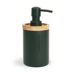 Dispensador de Jabón Líquido Annika Verde Forest, 7.9 cm de Diámetro, 16.5 cm de Altura, Tapa de Bambú, Acabado Mate, Accesorio de Baño - Product Image 3