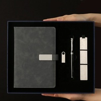 Ensemble cadeau d'affaires pour réunion, comprenant un stylo en laiton et en bois, un marque-page, un carnet, un clé USB, boîte cadeau