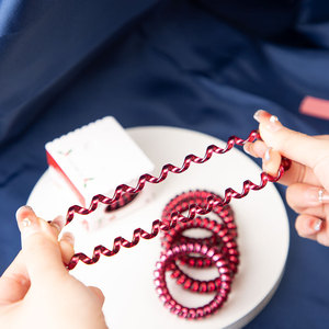Z2SM Telephone Cord Hair Ties Christmas Red <b>Large</b> High Elastic Hair Accessories <b>Gift</b> <b>Box</b> Set - Product Image 4