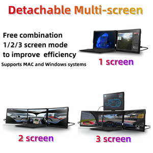Écran LCD double pour ordinateur portable 13 14 15,6 16 pouces, moniteur portable pliable à 3 écrans, extension d'écran pour ordinateur portable, triple moniteur de jeu - Product Image 2