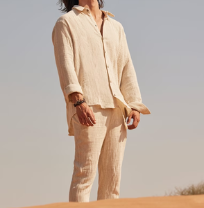 Fabricants de vêtements bouton personnalisé hommes 2 pièces blazer en <span class=keywords><strong>lin</strong></span> chemise de travail hommes hauts ensemble <span class=keywords><strong>tenue</strong></span> d'été Fabrik pantalon hommes - Product Image 1