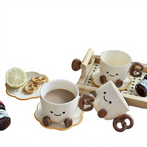 Ensemble tasse à café et soucoupe en céramique moderne, mignon, dessin animé, simple, 250 ml, avec boîte cadeau - Product Image 6