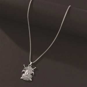 Collier pendentif aigle pirate en acier inoxydable, chaîne de clavicule, style hip hop, bijoux pour hommes - Product Image 3