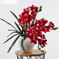 Fleur artificielle de cymbidium de grande taille de haute qualité, 79 cm, 8 têtes, latex, toucher réaliste, pour la décoration de mariage et de la maison