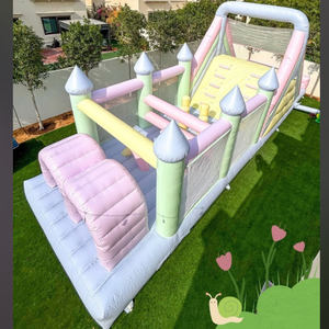 Nuevo diseño Pastel Rosa Tobogán inflable Inflables de agua para niños Tobogán con soplador - Product Image 5