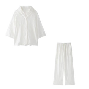 Summer New Jacquard Loose Shirt Straight <b>Pants</b> Women's Casual 2-piece Set Fashion - Product Image 6