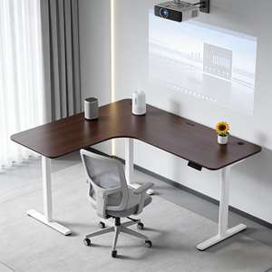 Bureau d'angle réglable en hauteur PRORIALS à double moteur et 3 pieds, avec support pour tasse et crochet, idéal pour le travail - Product Image 1