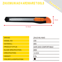 Promotion ZHUOMUNIAO ZMN 636 Couteau utilitaire artistique à lame de 9 mm, manche en plastique jaune, acier au carbone