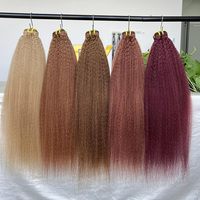 Vente en gros de trame de cheveux de qualité 10a 12a couleur blond miel brun rougeâtre bordeaux #27 #4 #30 #33 99j faisceaux de cheveux humains crépus droits