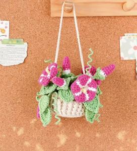 Adorno Colgante <span class=keywords><strong>de</strong></span> Ganchillo Hecho a Mano, Cesta <span class=keywords><strong>de</strong></span> Flores Artificiales Colgante, Decoración Boho para Pared y Ventana - Product Image 1