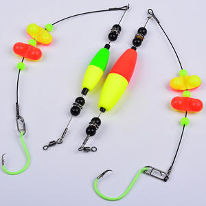 NOUVEAU OEM 5 pièces/sac Montage de pêche au poisson-chat de style européen pré-noué avec hameçons circulaires lumineux et perles sonores, flotteur cigare en EVA pour la pêche en rive - Product Image 5