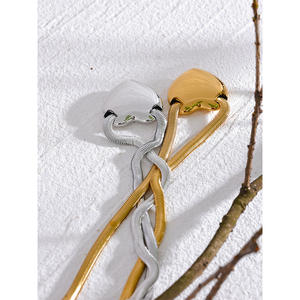 JINYOU 274 rantai ular <span class=keywords><strong>2025</strong></span> datar baja tahan karat liontin cinta hati 18k kalung lapis emas tekstur hadiah perhiasan romantis - Product Image 2