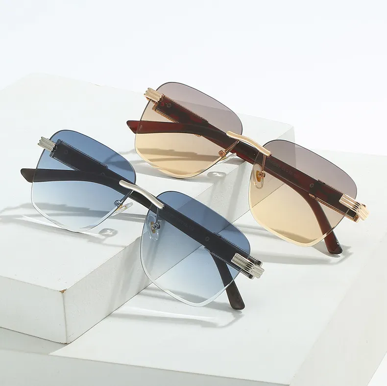 Occhiali da sole quadrati senza montatura per uomo occhiali da sole firmati di marca occhiali da sole quadrati di moda pronti Stock