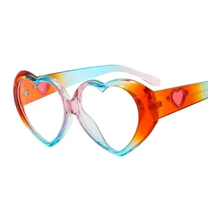 Lunettes De Vue Monture Pleine Anti Lumière Bleue Blocage Lunettes Transparentes Pour Hommes Logo Personnalisé Anti Lentilles Bleues Cœur Lunettes Arc-En-Ciel