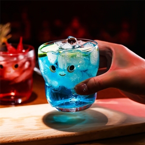 Vasos de Cóctel con Cara Sonriente de 300 ml, Vaso de Vidrio Transparente con Agarre, Lindo Vaso de Vidrio <span class=keywords><strong>Nico</strong></span> - Product Image 3