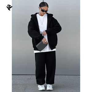 Conjunto de Sudadera con Capucha y Pantalones Holgados de Gran Tamaño para <span class=keywords><strong>Mujer</strong></span>, Estilo Urbano, Dos Piezas, Ropa Informal, Traje Deportivo Holgado - Product Image 3