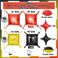 Guirlande de 32 ballons en aluminium 4D de 22 pouces, auto-scellants, pour décoration murale de fête d'anniversaire ou de mariage, Globos