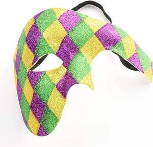 HLC หน้ากากปาร์ตี้งานเลี้ยงมาร์ดิกราส์สีม่วงสีเขียวทองมาร์ดิกราส์ฮาร์เลควินสำหรับปาร์ตี้พาเหรดเทศกาลอ้วน - Product Image 3
