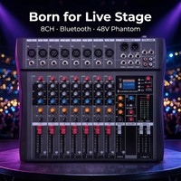 Console de mixage audio compacte 8 canaux avec lecture USB et Bluetooth pour spectacles en direct, conférences, équipement audio en gros