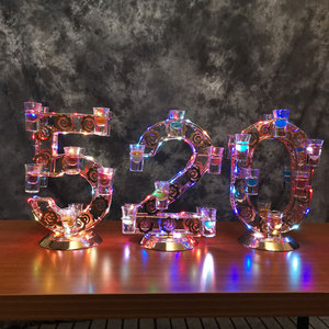 Support à verres à cocktail lumineux à sept couleurs en forme de cœur, en fonte, fait main, pour soirées cocktail - Product Image 3