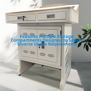 Mobilier scolaire podium numérique de haute qualité en acier et bois plate-forme multimédia de bureau d'enseignant avec armoires de rangement - Product Image 2