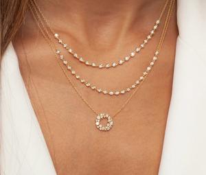 สร้อยคอเพชรสีทองขนาด16นิ้วสำหรับผู้หญิงเครื่องประดับทองคำสีเหลืองทองที่ทันสมัยและมีทองคำขาว - Product Image 1