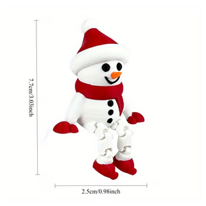 3D Printed Articulated Snowman Figurine Movable Joint Christmas Table Decor <b>Santa</b> Hat Winter Holiday Desktop Ornament Gift - Product Image 2
