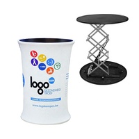 Ausziehbarer Automatischer Pop-up-Tisch Spannstoff Pop-up-Podium Stand Theke mit LED-Beleuchtung