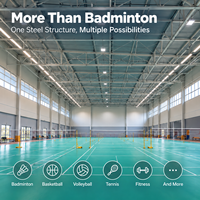 Construction de bâtiment sportif GloStar : Salle de badminton à grande portée en structure métallique, gymnase intérieur