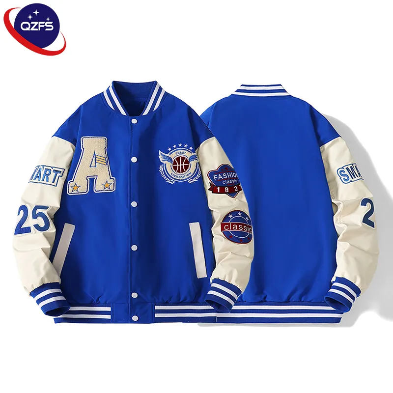 OEM Custom Logo Plus Size Men's Coats Casual Embroidery Abrigo Hombre Oversized Leather Men's Baseball Jackets For Men