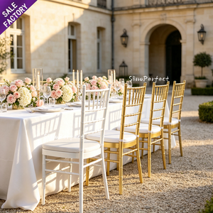 Chaises de mariage empilables en métal doré pour événements, modèles Chavari, Chivari, Tiffanie, pour la mariée et le marié - Vente en gros - Product Image 1