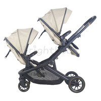 Poussette double pour bébés Brightbebe en alliage d'aluminium léger avec roues de 7/10 pouces, pliable, 0-3 ans, capacité de charge de 20 kg