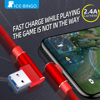 Cable USB Tipo-C de Carga Rápida con Trenzado de Nailon de 1, 2 y 3 m, 90 Grados, para iPhone y Computadora, con Conductor de Cobre Puro, Venta al Por Mayor