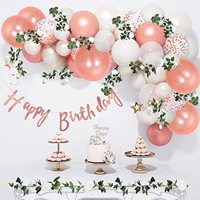 Kit d'arche de ballons rose gold et blancs 104 pièces, guirlande de ballons en latex avec confettis pour décorations de fête d'anniversaire, de mariage et de fiançailles