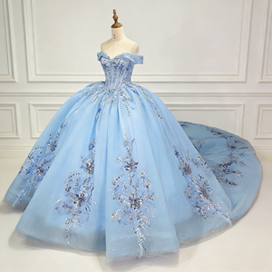 <span class=keywords><strong>Robe</strong></span> <span class=keywords><strong>de</strong></span> bal <span class=keywords><strong>de</strong></span> luxe bleu ciel à épaules dénudées, <span class=keywords><strong>robe</strong></span> <span class=keywords><strong>de</strong></span> Quinceañera richement perlée à motifs floraux, <span class=keywords><strong>robe</strong></span> <span class=keywords><strong>de</strong></span> mariée Princesse <span class=keywords><strong>Cendrillon</strong></span> 2026 - Product Image 3