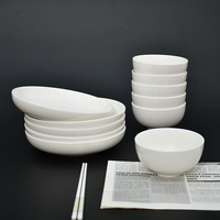 Vaisselle en porcelaine blanche pure, style américain classique, pour la maison, la cuisine, les restaurants, les fêtes, bol à riz, assiette creuse