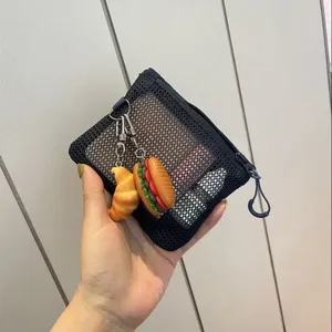 Portable Cartoon Short Wallet Mesh Double Layer Zipper <b>Coin</b> Purse Square Card Holder Make up Organizer <b>Bag</b> for Women - Product Image 5