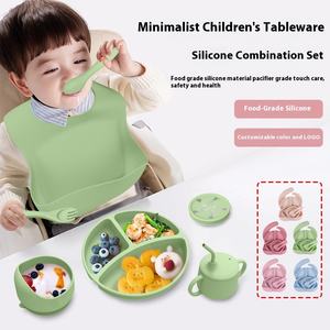 Ensemble de vaisselle en Silicone en forme d'ours de 7 pièces pour l'entraînement des repas des nourrissons Disque d'aspiration Suppléments alimentaires pour bébés Maternelle Enfants à manger - Product Image 4